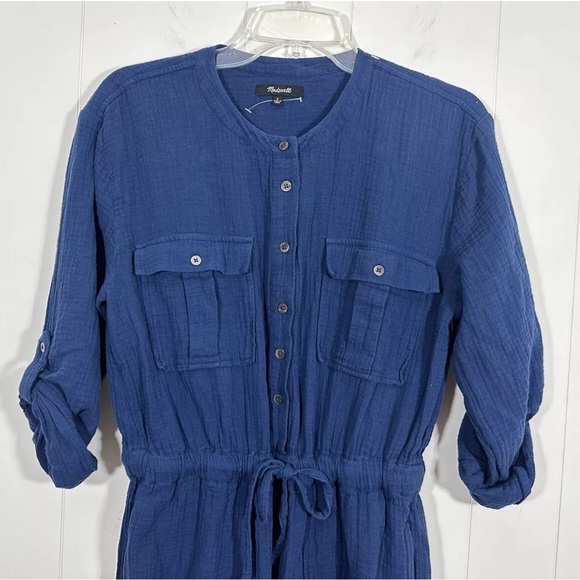 Madewell women 6 Lightspun Tapered Leg Jumpsuit Coastal Blue cotton MC943 gauze - Picture 5 of 13